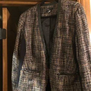 Black trim tweed blazer